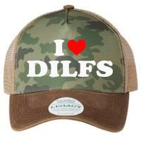 Funny I Love DILFs I Heart DILFs Red Heart Cool Legacy Tie Dye Trucker Hat