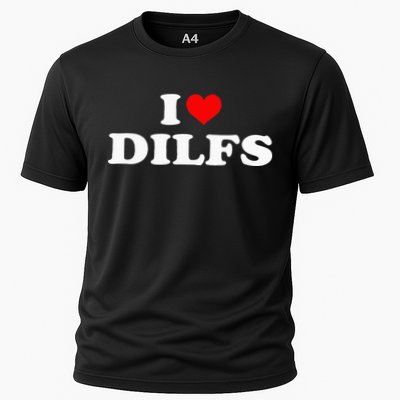 Funny I Love DILFs I Heart DILFs Red Heart Cool Performance Shirt