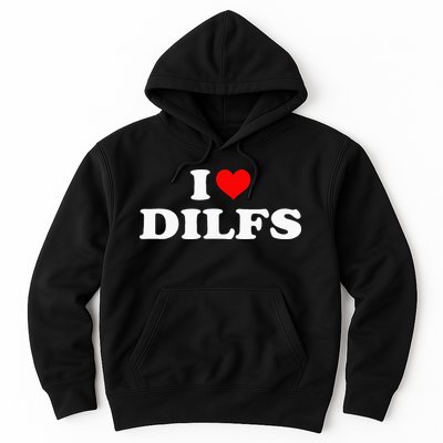 Funny I Love DILFs I Heart DILFs Red Heart Cool Hoodie