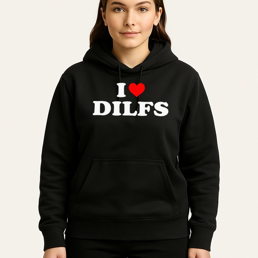 Funny I Love DILFs I Heart DILFs Red Heart Cool Hoodie