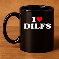 Funny I Love DILFs I Heart DILFs Red Heart Cool 11oz C Handle Ceramic Mug