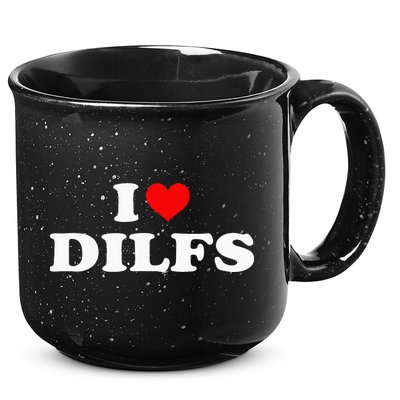 Funny I Love DILFs I Heart DILFs Red Heart Cool 15oz Campfire Ceramic Mug