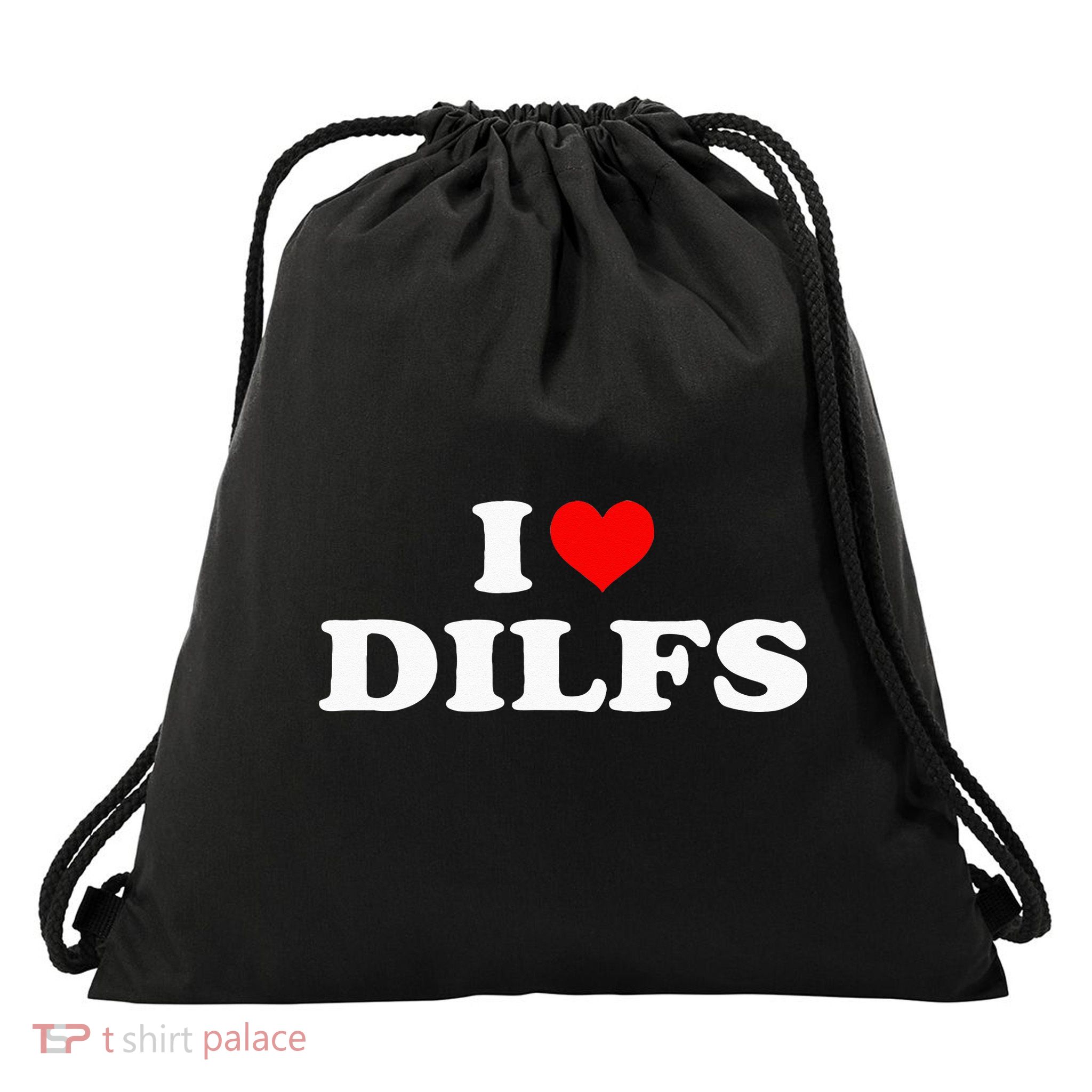 Funny I Love DILFs I Heart DILFs Red Heart Cool Drawstring Bag