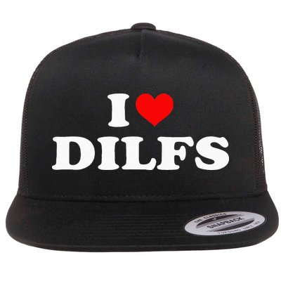 Funny I Love DILFs I Heart DILFs Red Heart Cool Flatbill Hat