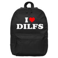 Funny I Love DILFs I Heart DILFs Red Heart Cool 16 in Basic Backpack