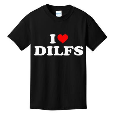 Funny I Love DILFs I Heart DILFs Red Heart Cool Kids T-Shirt