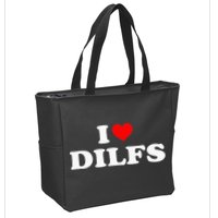 Funny I Love DILFs I Heart DILFs Red Heart Cool Zip Tote Bag