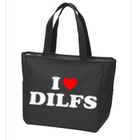 Funny I Love DILFs I Heart DILFs Red Heart Cool Zip Tote Bag