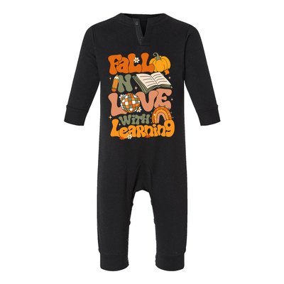 Fall In Love With Learning Autum Thanksgiving Teacher Infant Fleece One Piece