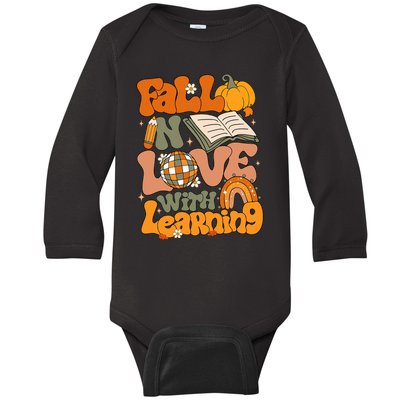 Fall In Love With Learning Autum Thanksgiving Teacher Baby Long Sleeve Bodysuit