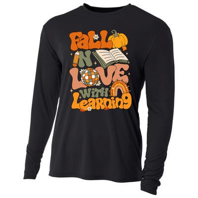 Fall In Love With Learning Autum Thanksgiving Teacher Cooling Performance Long Sleeve Crew