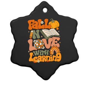 Fall In Love With Learning Autum Thanksgiving Teacher Ceramic Star Ornament