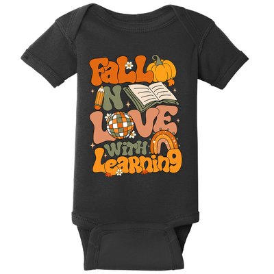 Fall In Love With Learning Autum Thanksgiving Teacher Baby Bodysuit