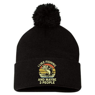 Funny I Like Bass Fishing Maybe 3 People Pom Pom 12in Knit Beanie