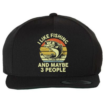 Funny I Like Bass Fishing Maybe 3 People Wool Snapback Cap