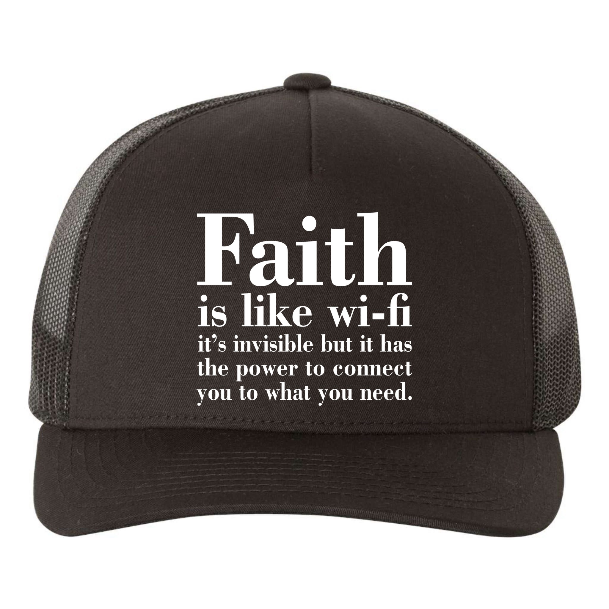 Faith Is Like Wifi Christian Quote Jesus Yupoong Adult 5-Panel Trucker Hat
