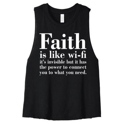 Faith Is Like Wifi Christian Quote Jesus Women's Racerback Cropped Tank