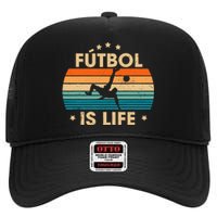 Futbol Is Life Retro Soccer Gift For Player High Crown Mesh Back Trucker Hat