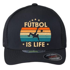 Futbol Is Life Retro Soccer Gift For Player Flexfit Unipanel Trucker Cap