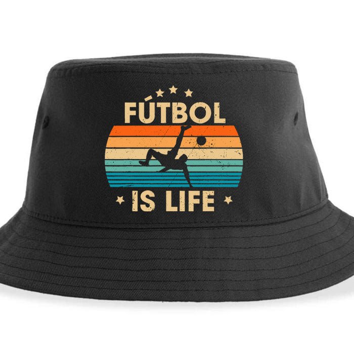 Futbol Is Life Retro Soccer Gift For Player Sustainable Bucket Hat