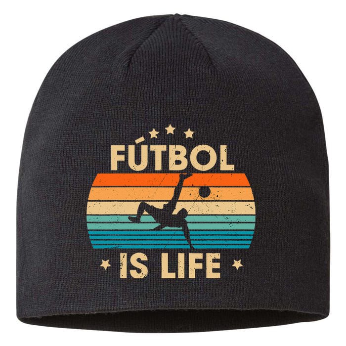 Futbol Is Life Retro Soccer Gift For Player Sustainable Beanie