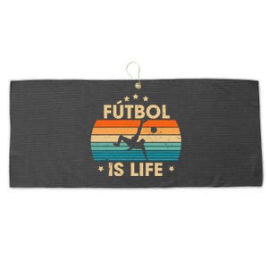 Futbol Is Life Retro Soccer Gift For Player Large Microfiber Waffle Golf Towel