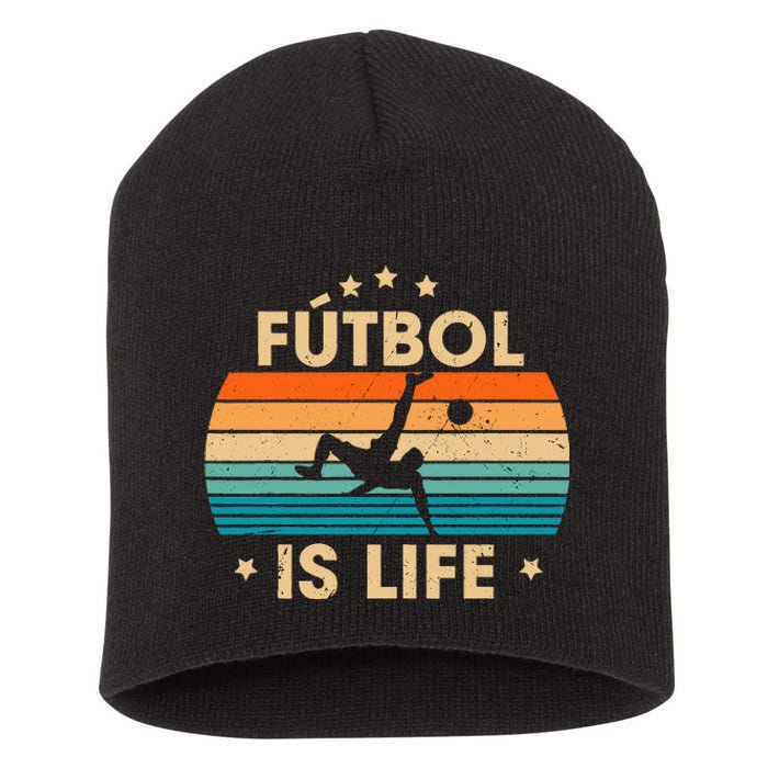 Futbol Is Life Retro Soccer Gift For Player Short Acrylic Beanie