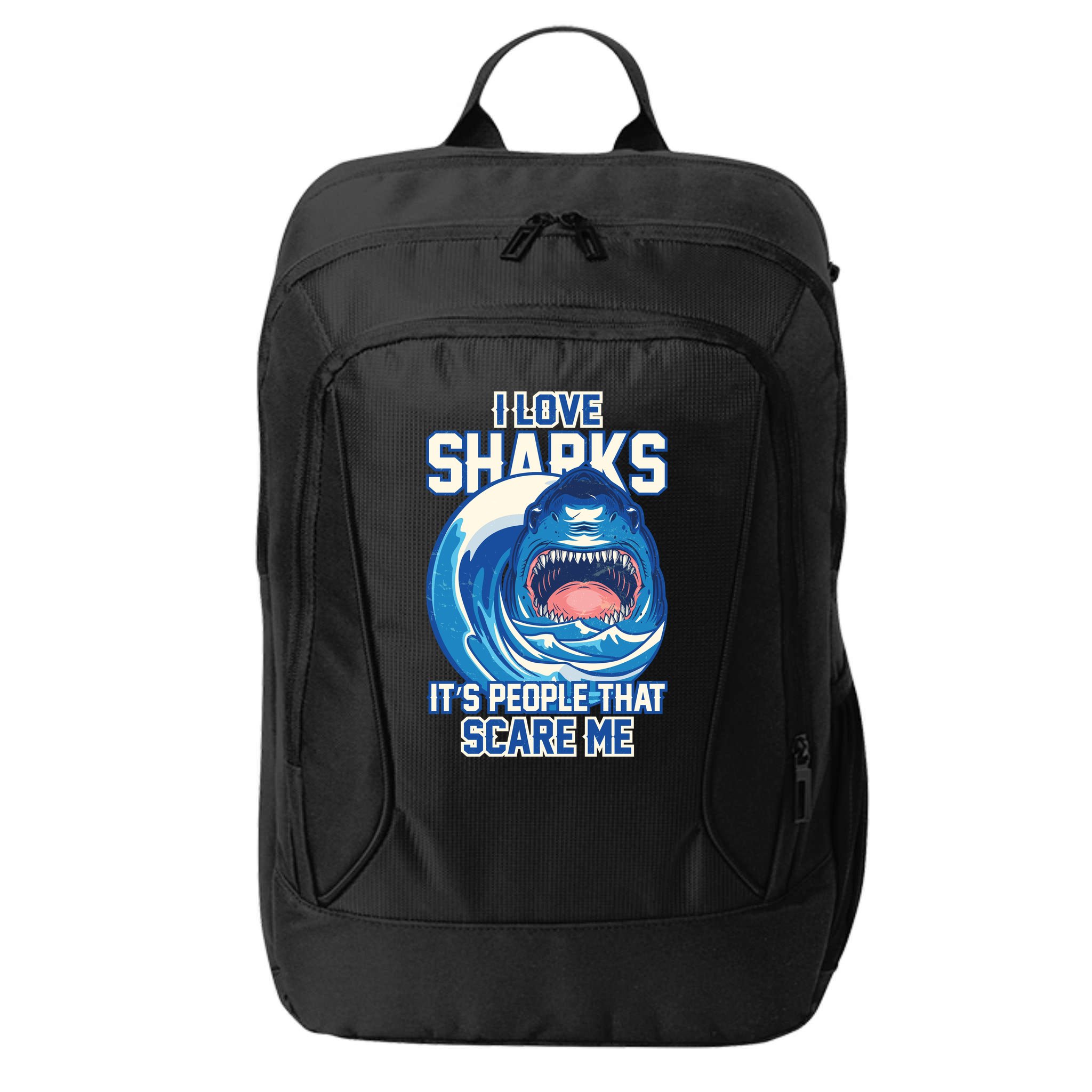Funny I Love Sharks It's People That Scare Me City Backpack