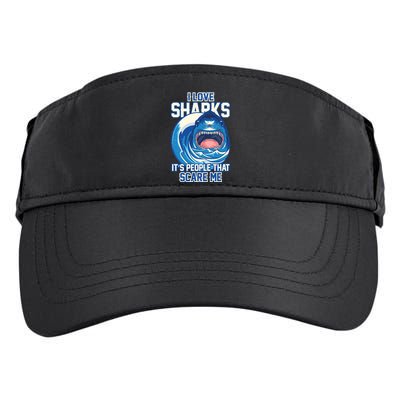 Funny I Love Sharks It's People That Scare Me Adult Drive Performance Visor