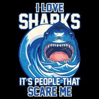 Funny I Love Sharks It's People That Scare Me 16 in Basic Backpack