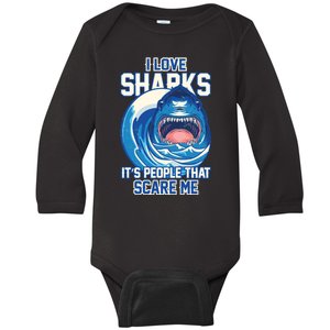 Funny I Love Sharks It's People That Scare Me Baby Long Sleeve Bodysuit