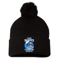 Funny I Love Sharks It's People That Scare Me Pom Pom 12in Knit Beanie