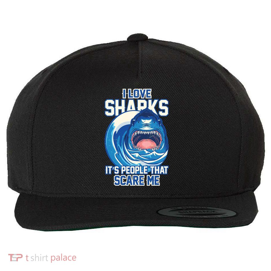 Funny I Love Sharks It's People That Scare Me Wool Snapback Cap