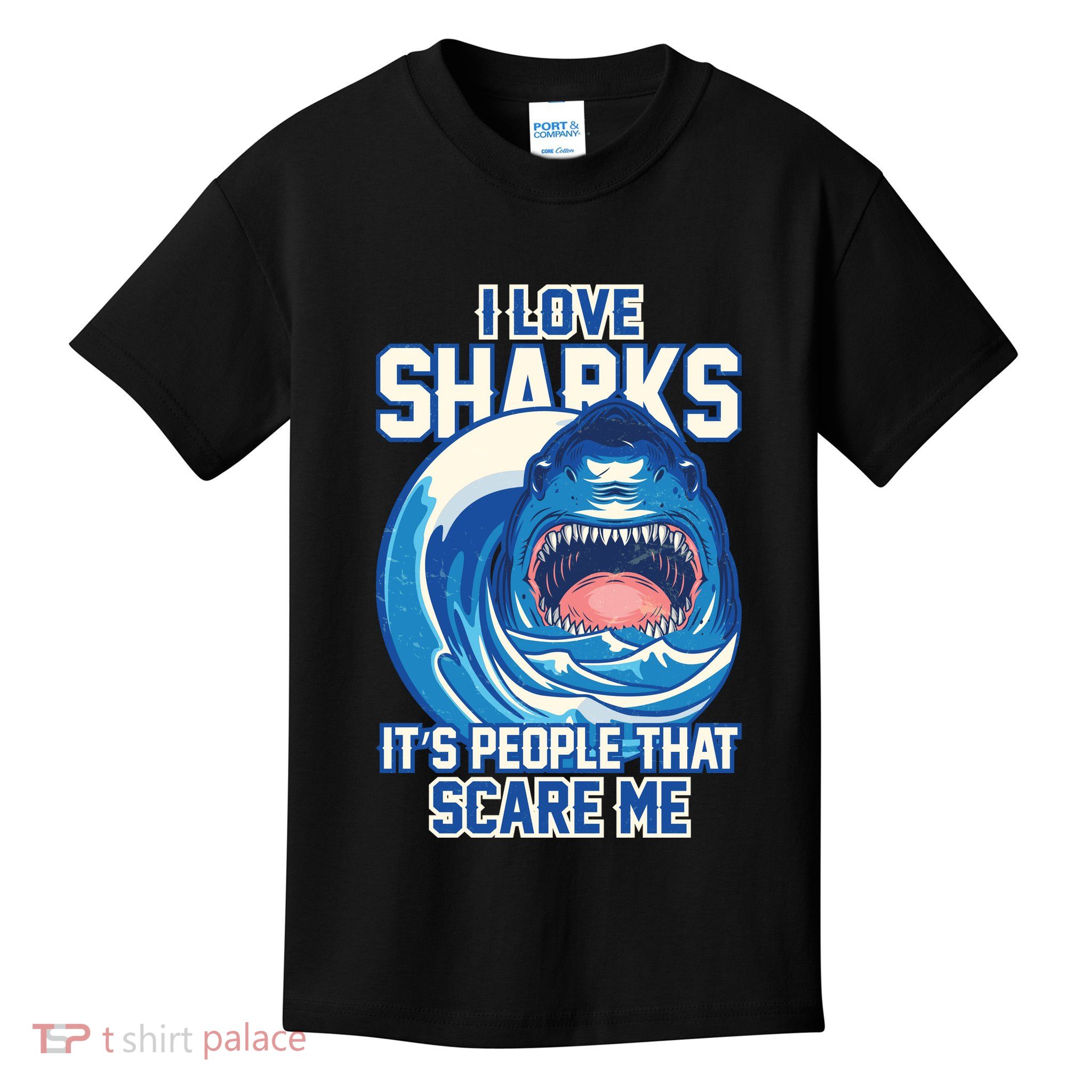 Funny I Love Sharks It's People That Scare Me Kids T-Shirt