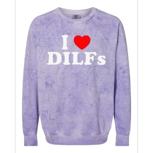 Funny I Love DILFs I Heart DILFs Red Heart Cool Colorblast Crewneck Sweatshirt