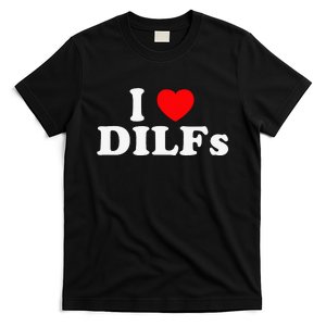 Funny I Love DILFs I Heart DILFs Red Heart Cool T-Shirt