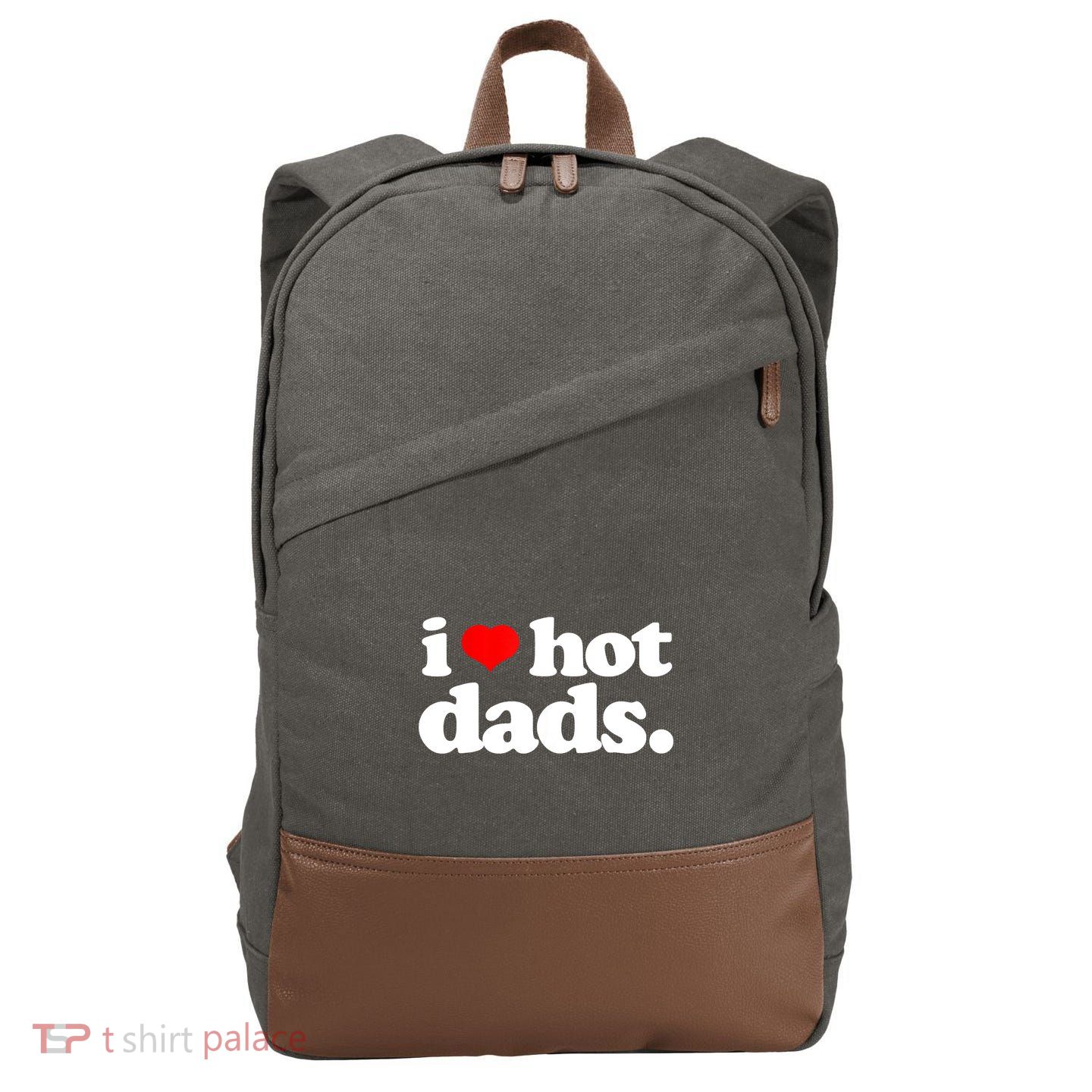 Funny I Love Hot Dads Top For Hot Dad Joke I Heart Hot Dads Cotton Canvas Backpack