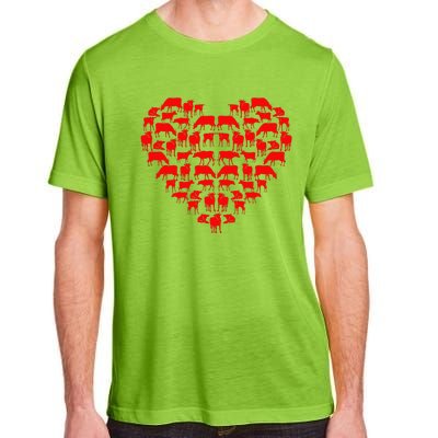 Funny I Love My Cows Lovers Farmers Hearts Valentine's Day Adult ChromaSoft Performance T-Shirt