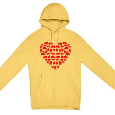 Funny I Love My Cows Lovers Farmers Hearts Valentine's Day Premium Pullover Hoodie