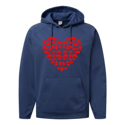 Funny I Love My Cows Lovers Farmers Hearts Valentine's Day Performance Fleece Hoodie