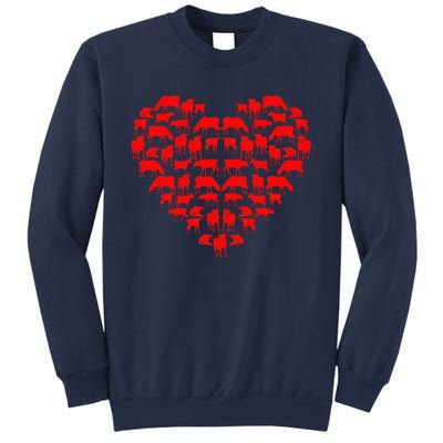 Funny I Love My Cows Lovers Farmers Hearts Valentine's Day Sweatshirt