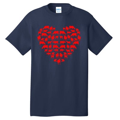 Funny I Love My Cows Lovers Farmers Hearts Valentine's Day Tall T-Shirt