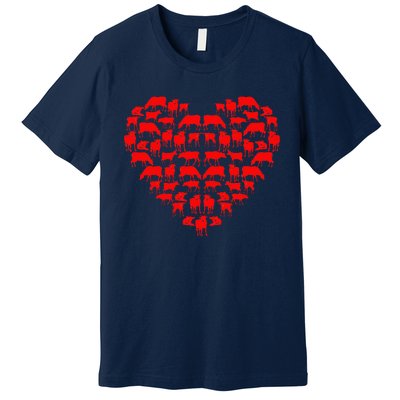 Funny I Love My Cows Lovers Farmers Hearts Valentine's Day Premium T-Shirt