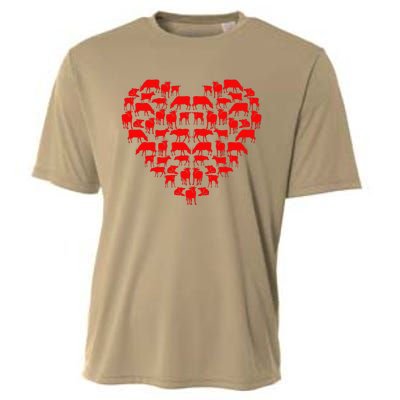 Funny I Love My Cows Lovers Farmers Hearts Valentine's Day Cooling Performance Crew T-Shirt