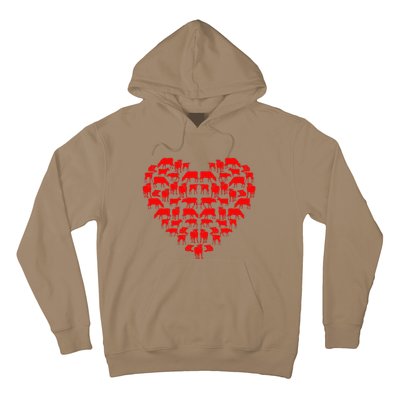 Funny I Love My Cows Lovers Farmers Hearts Valentine's Day Hoodie