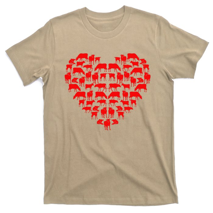 Funny I Love My Cows Lovers Farmers Hearts Valentine's Day T-Shirt