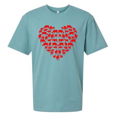 Funny I Love My Cows Lovers Farmers Hearts Valentine's Day Sueded Cloud Jersey T-Shirt