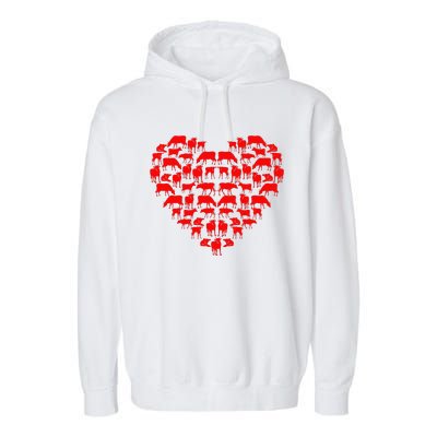 Funny I Love My Cows Lovers Farmers Hearts Valentine's Day Garment-Dyed Fleece Hoodie