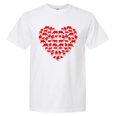 Funny I Love My Cows Lovers Farmers Hearts Valentine's Day Garment-Dyed Heavyweight T-Shirt