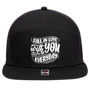 Fall In Love With You Everyday Cute Gift 7 Panel Mesh Trucker Snapback Hat